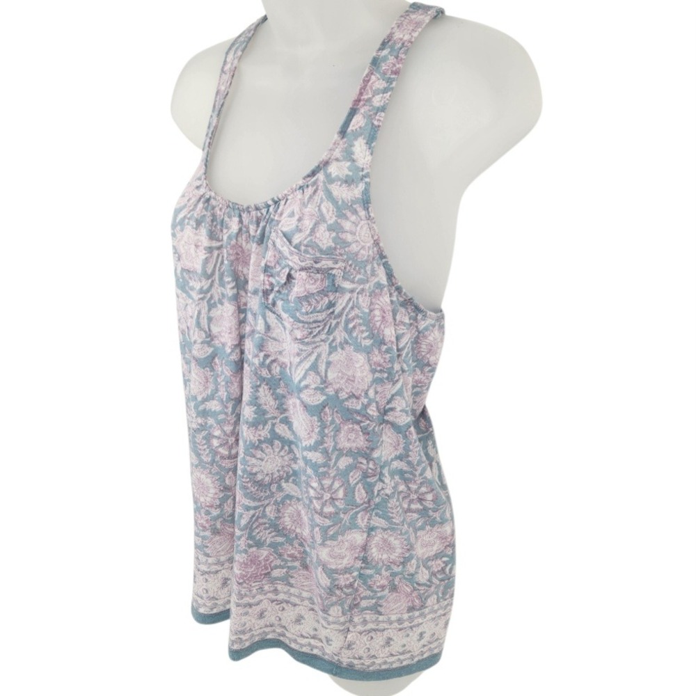 American‎ Eagle Floral Tank Top Racerback Pocket Blue Pink Womens Size S